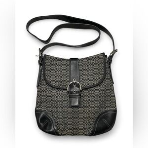 Vintage Coach Soho Signature Black Jacquard buckle flap bag model 6376